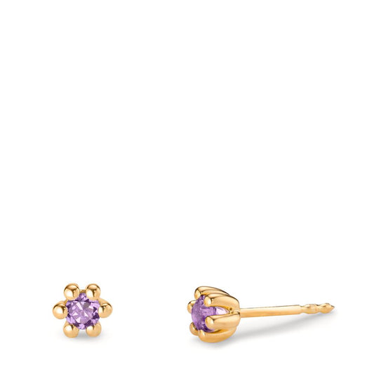 Stud earrings 14k Yellow Gold Amethyst 0.20 ct, 2 Stones Ø4.5 mm