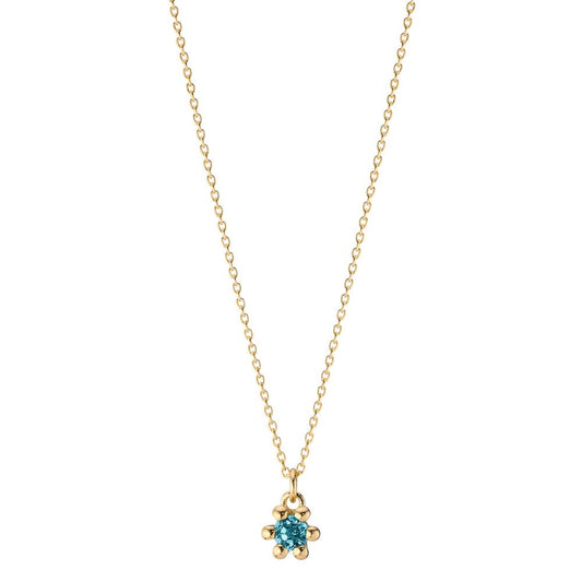 Necklace 14k Yellow Gold London Blue Topaz 0.13 ct 39-42 cm