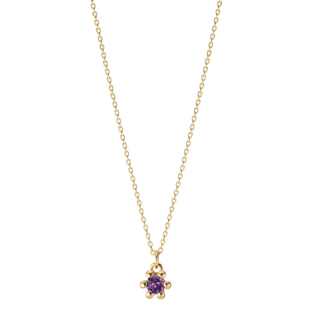 Necklace 14k Yellow Gold Amethyst 0.10 ct 39-42 cm