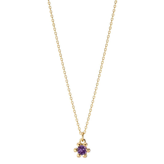 Necklace 14k Yellow Gold Amethyst 0.10 ct 39-42 cm