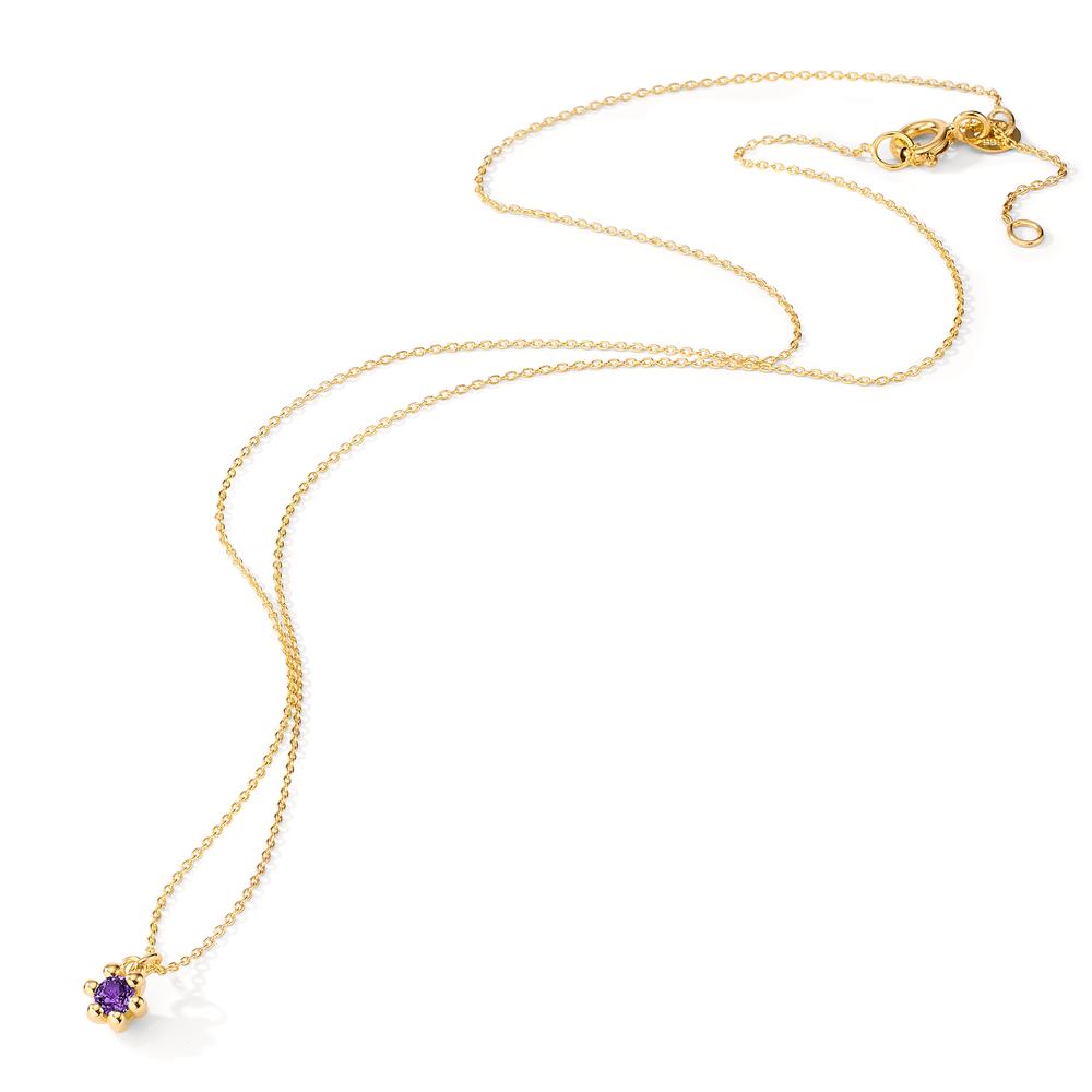 Necklace 14k Yellow Gold Amethyst 0.10 ct 39-42 cm