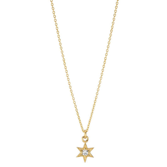 Necklace 14k Yellow Gold Diamond 0.034 ct, w-si Star 39-42 cm