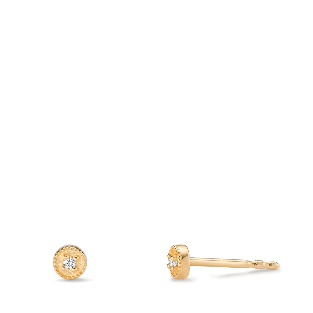 Stud earrings 14k Yellow Gold Diamond 0.016 ct, 2 Stones, w-si Ø3.5 mm