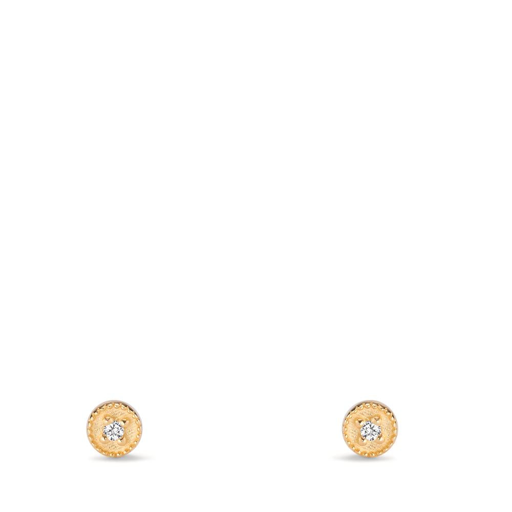 Stud earrings 14k Yellow Gold Diamond 0.016 ct, 2 Stones, w-si Ø3.5 mm