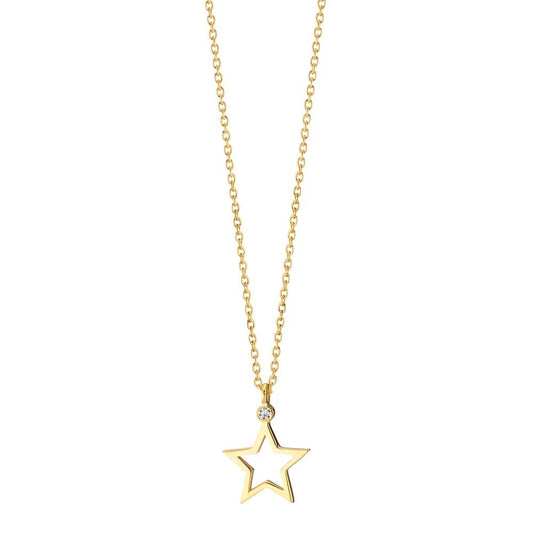 Necklace 14k Yellow Gold Diamond 0.006 ct, w-si Star 39-42 cm