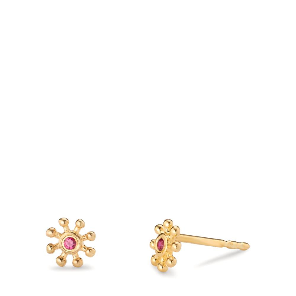 Stud earrings 14k Yellow Gold Ruby 0.028 ct, 2 Stones Ø5 mm