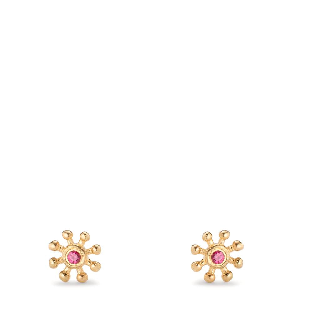 Stud earrings 14k Yellow Gold Ruby 0.028 ct, 2 Stones Ø5 mm