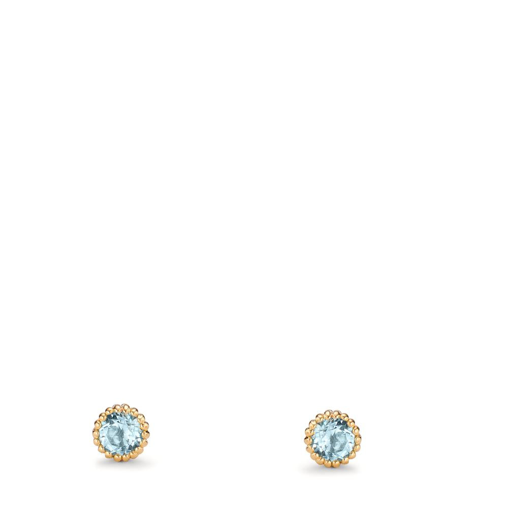 Stud earrings 14k Yellow Gold Topaz Blue, 0.16 ct, 2 Stones Ø3 mm