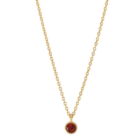 Necklace 14k Yellow Gold Garnet 0.08 ct 39-42 cm