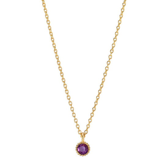 Necklace 14k Yellow Gold Amethyst 0.064 ct 39-42 cm