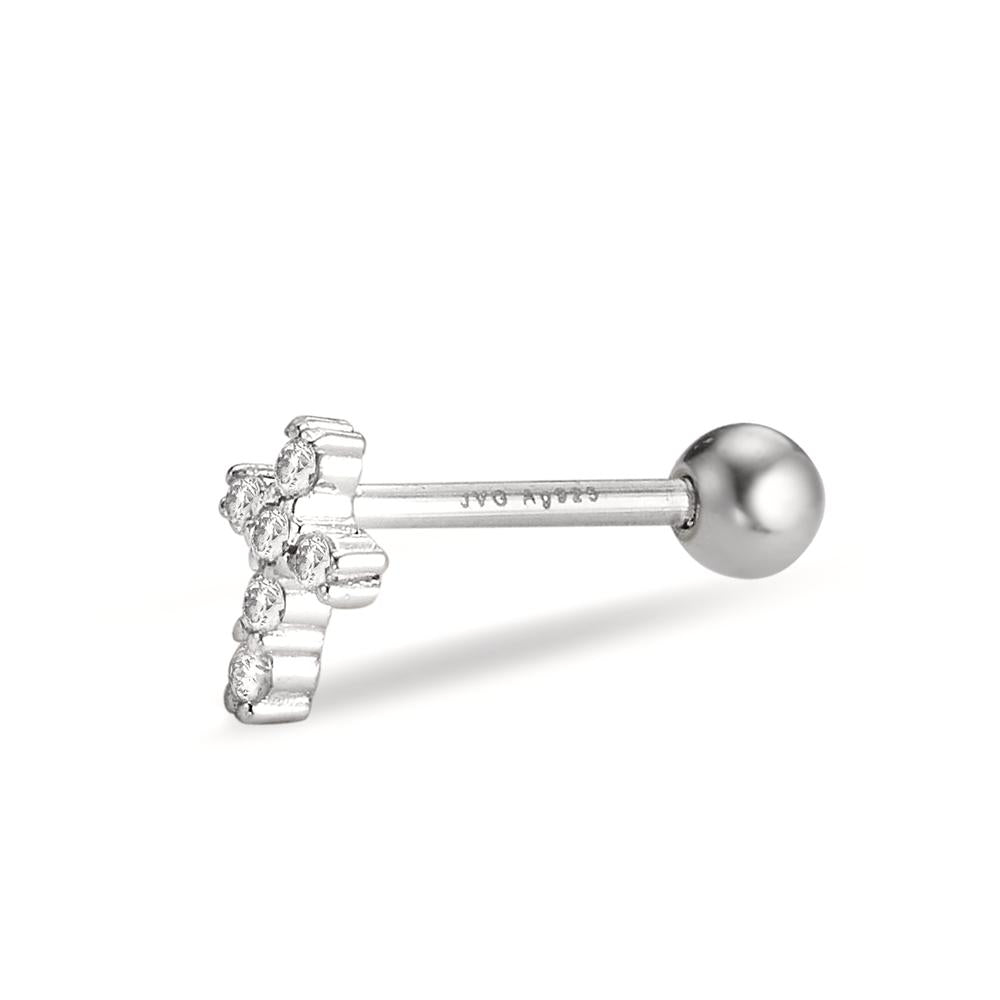 Piercing Silver Zirconia 6 Stones Rhodium plated Cross