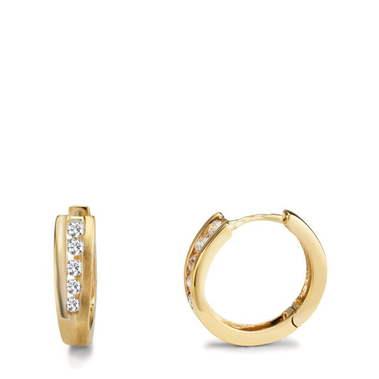 Hinged hoop 9k Yellow Gold Zirconia 10 Stones