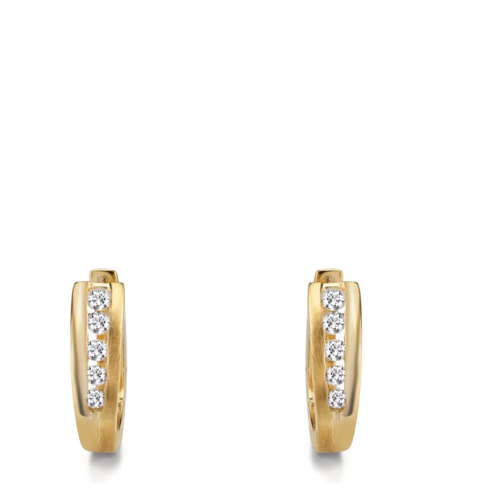 Hinged hoop 9k Yellow Gold Zirconia 10 Stones