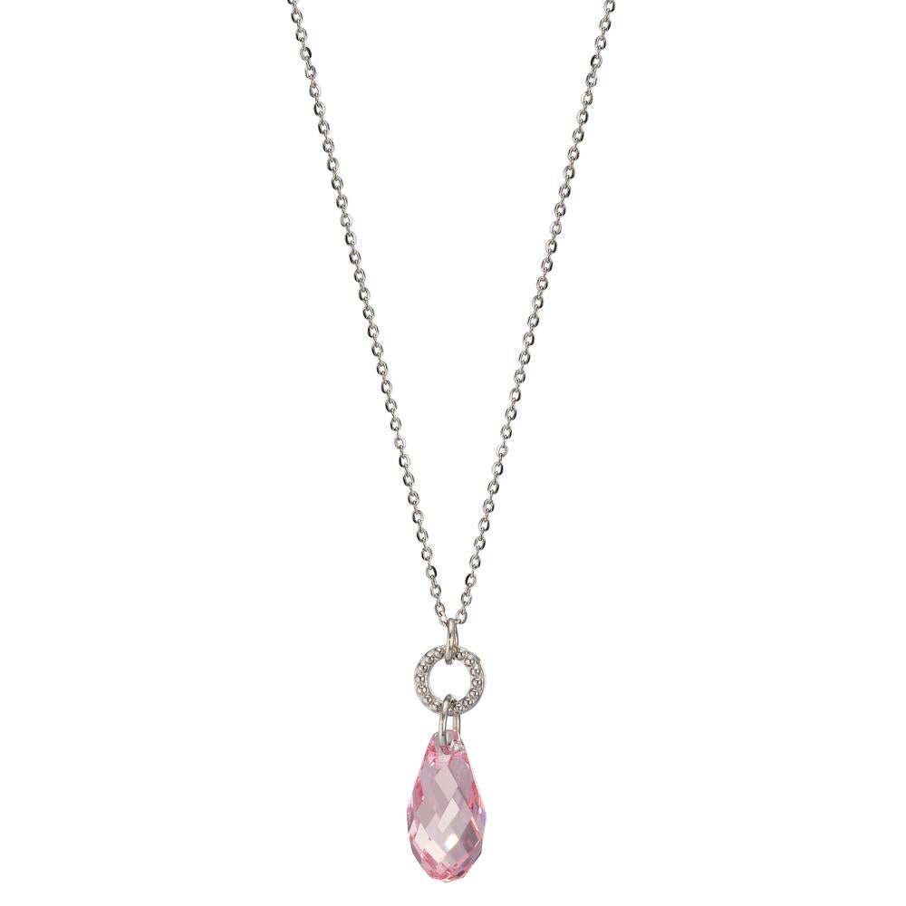 Necklace Stainless steel Zirconia Rose 43-47 cm