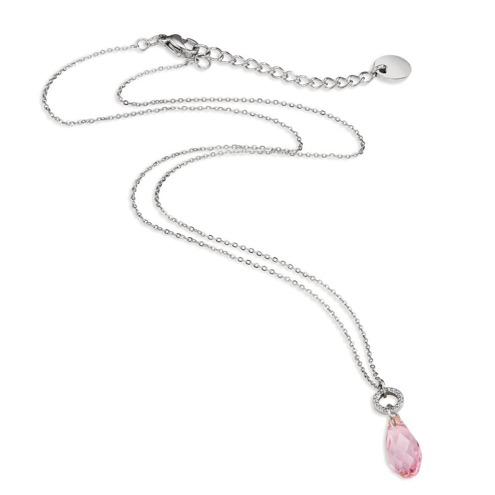 Necklace Stainless steel Zirconia Rose 43-47 cm