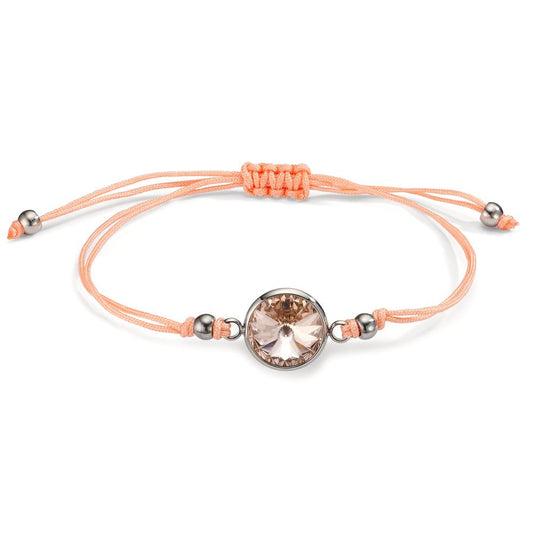 Bracelet Stainless steel, Textile Zirconia Apricot 14-21 cm