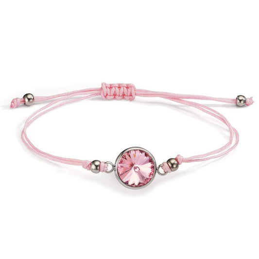 Bracelet Stainless steel, Textile Zirconia Rose 14-21 cm