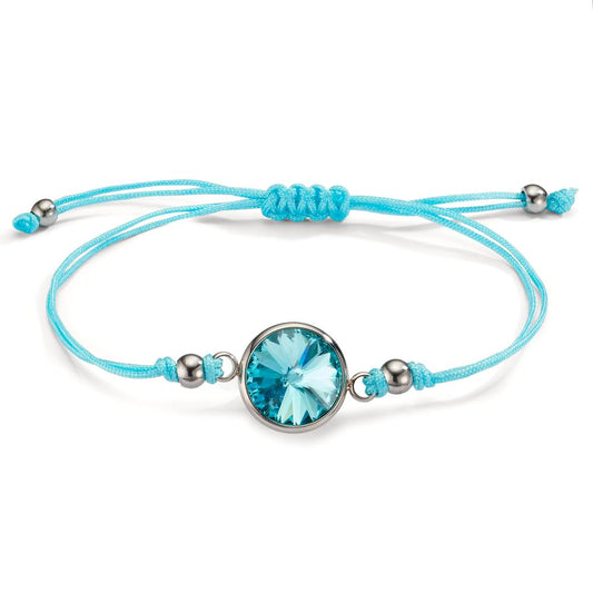 Bracelet Stainless steel, Textile Zirconia Turquoise 14-21 cm