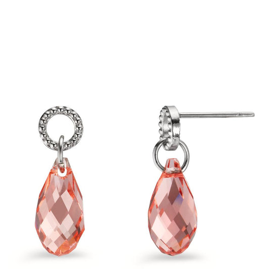 Drop Earrings Stainless steel Zirconia Apricot, 2 Stones