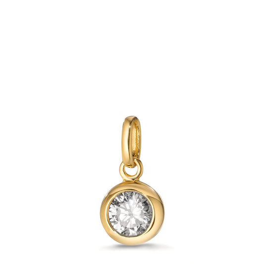 Pendant Silver Zirconia Yellow Gold plated Ø7 mm