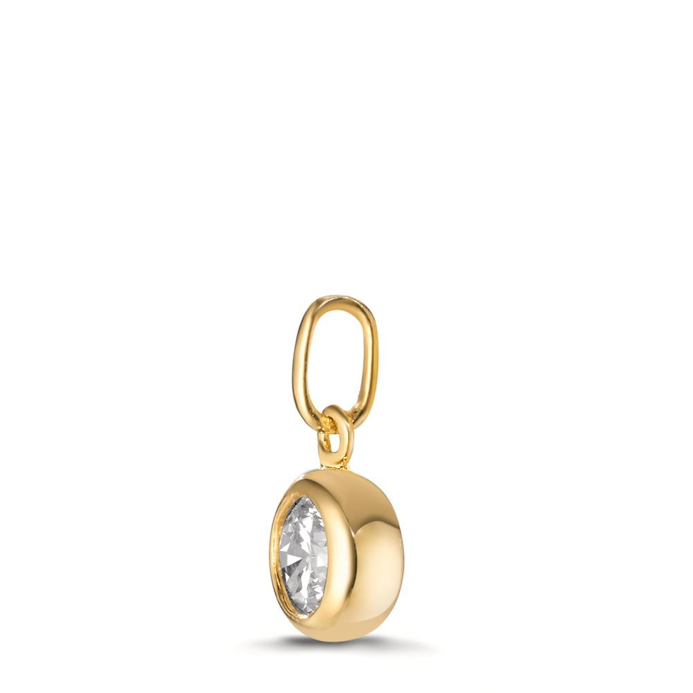 Pendant Silver Zirconia Yellow Gold plated Ø7 mm