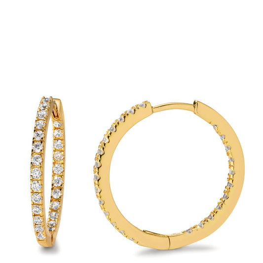 Hinged hoop Silver Zirconia Yellow Gold plated