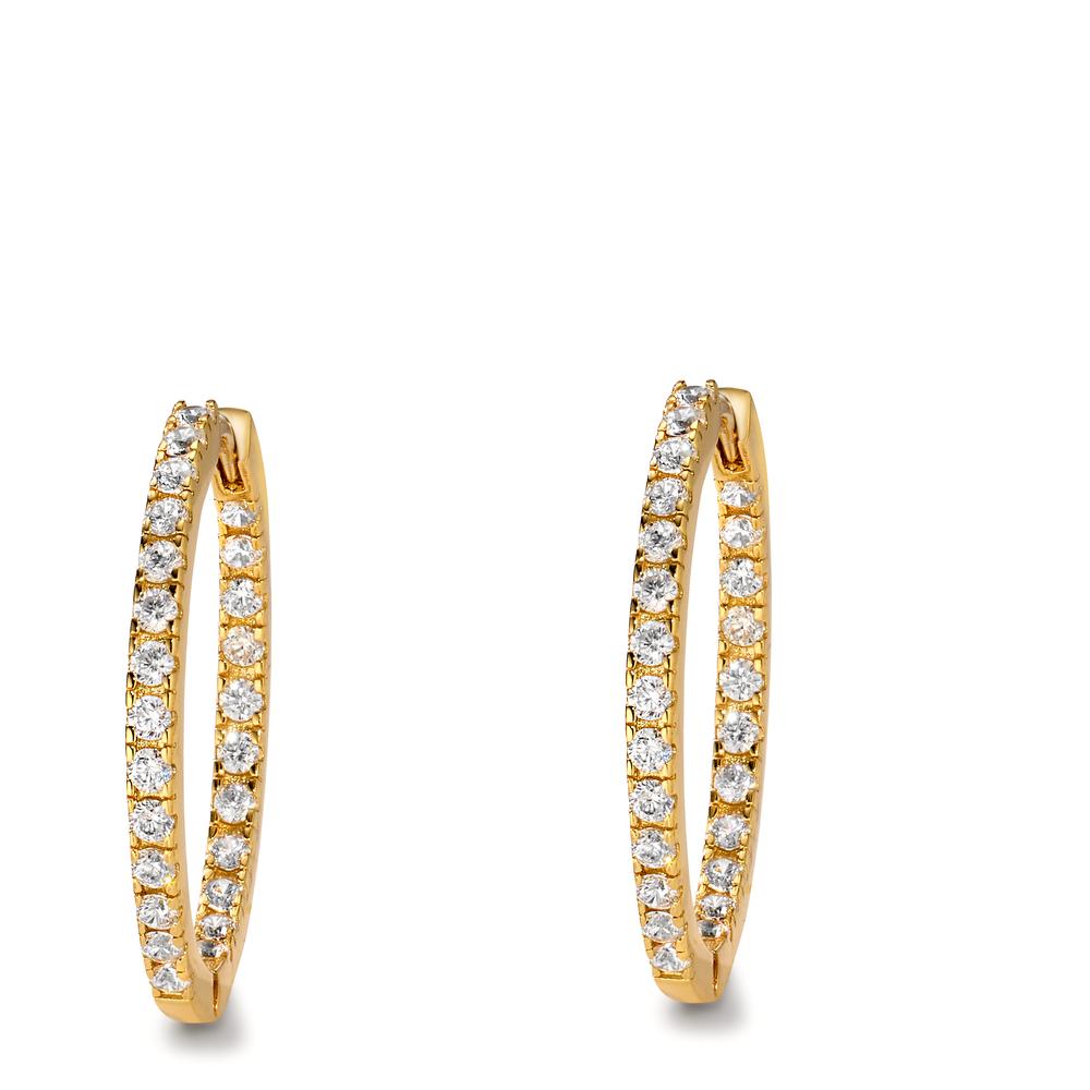 Hinged hoop Silver Zirconia Yellow Gold plated