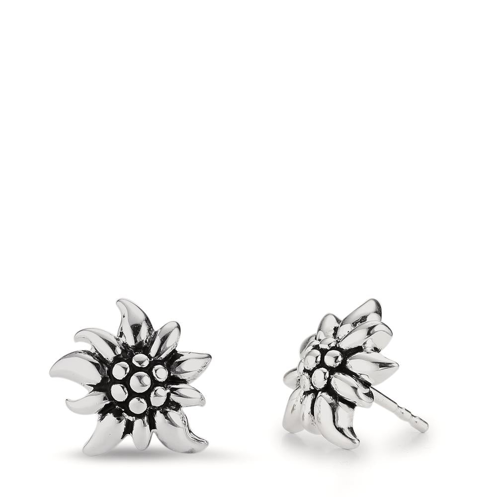 Stud earrings Silver Patinated Edelweiss Ø9 mm