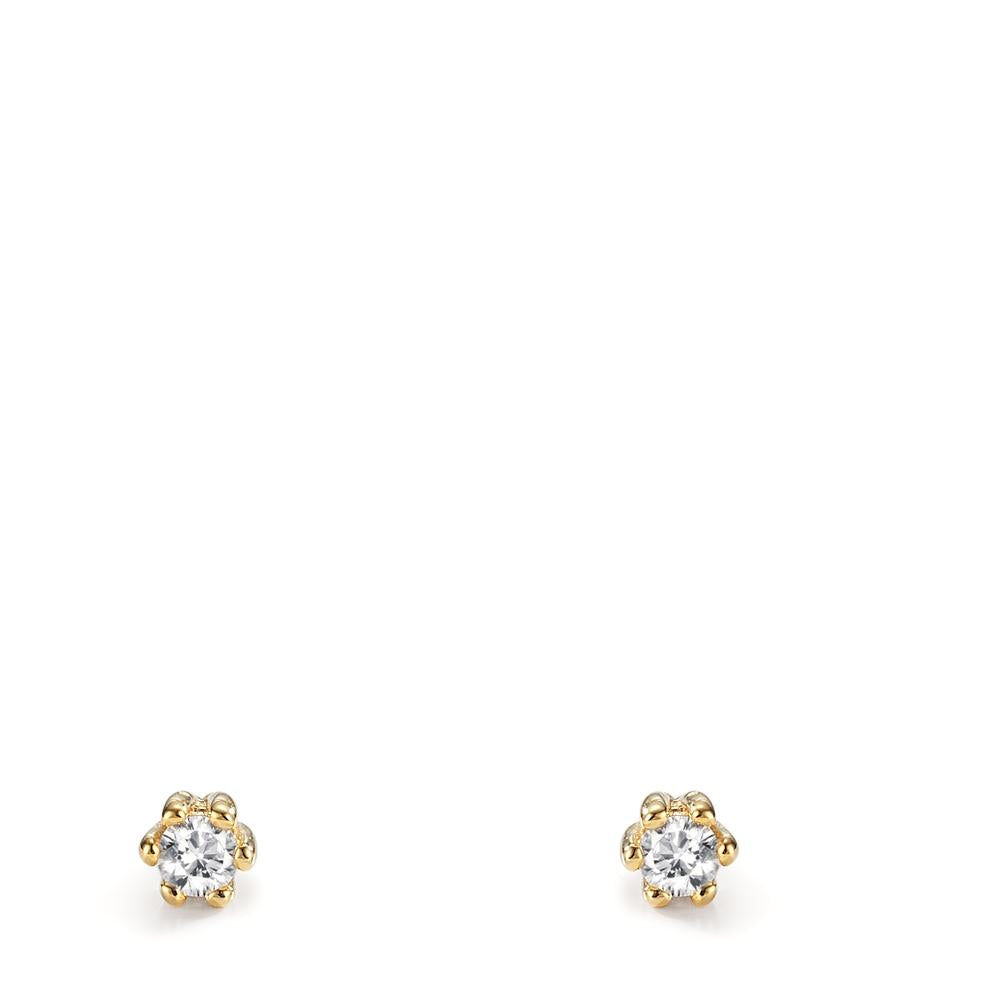 Stud earrings 9k Yellow Gold Zirconia 2 Stones Ø3 mm