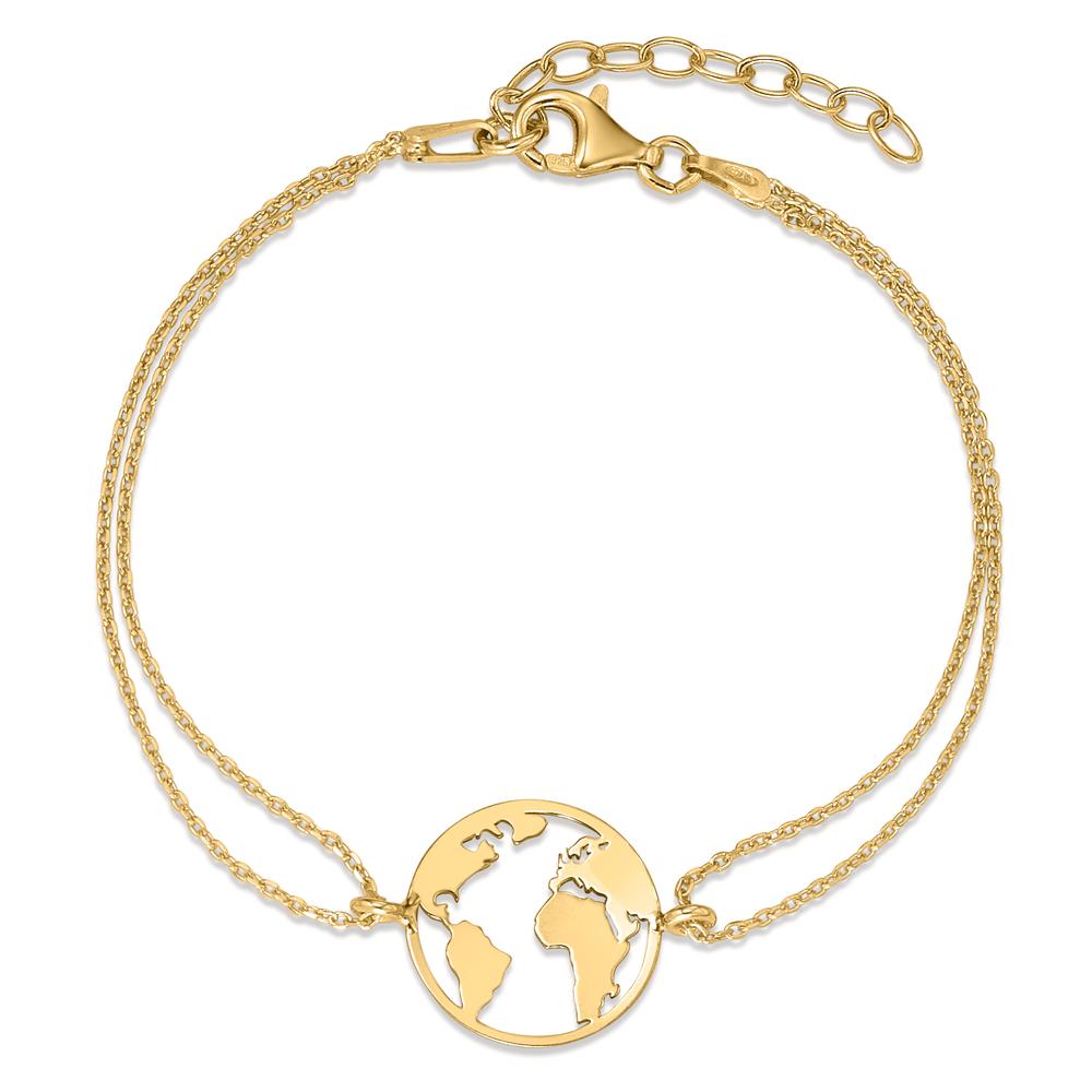 Bracelet Silver Yellow Gold plated Globe 16-19 cm