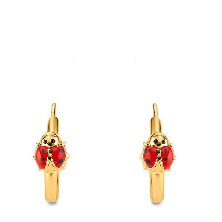 Hoop earrings Silver Yellow Gold plated Ladybird