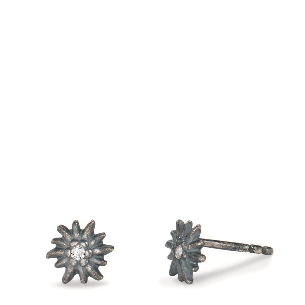 Stud earrings Silver Patinated Edelweiss Ø7 mm