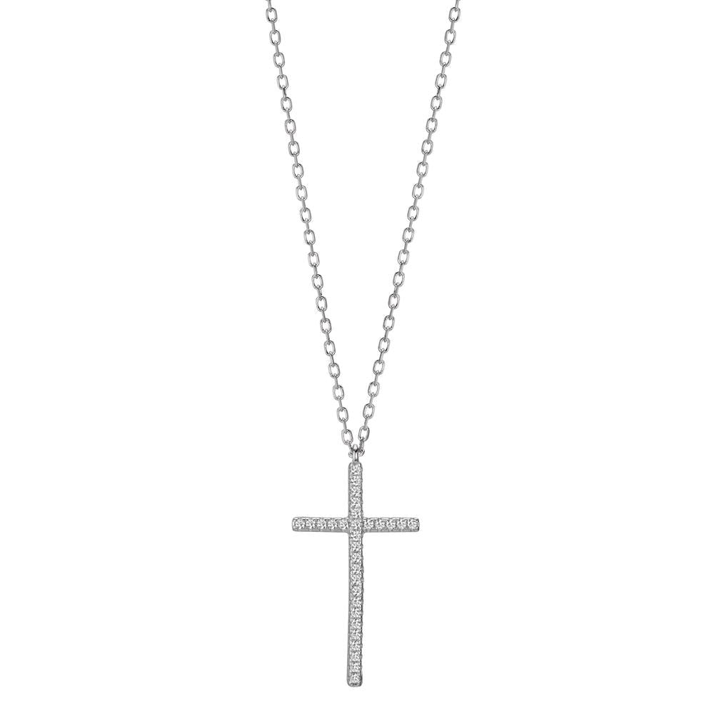 Necklace Silver Rhodium plated Cross 40-45 cm