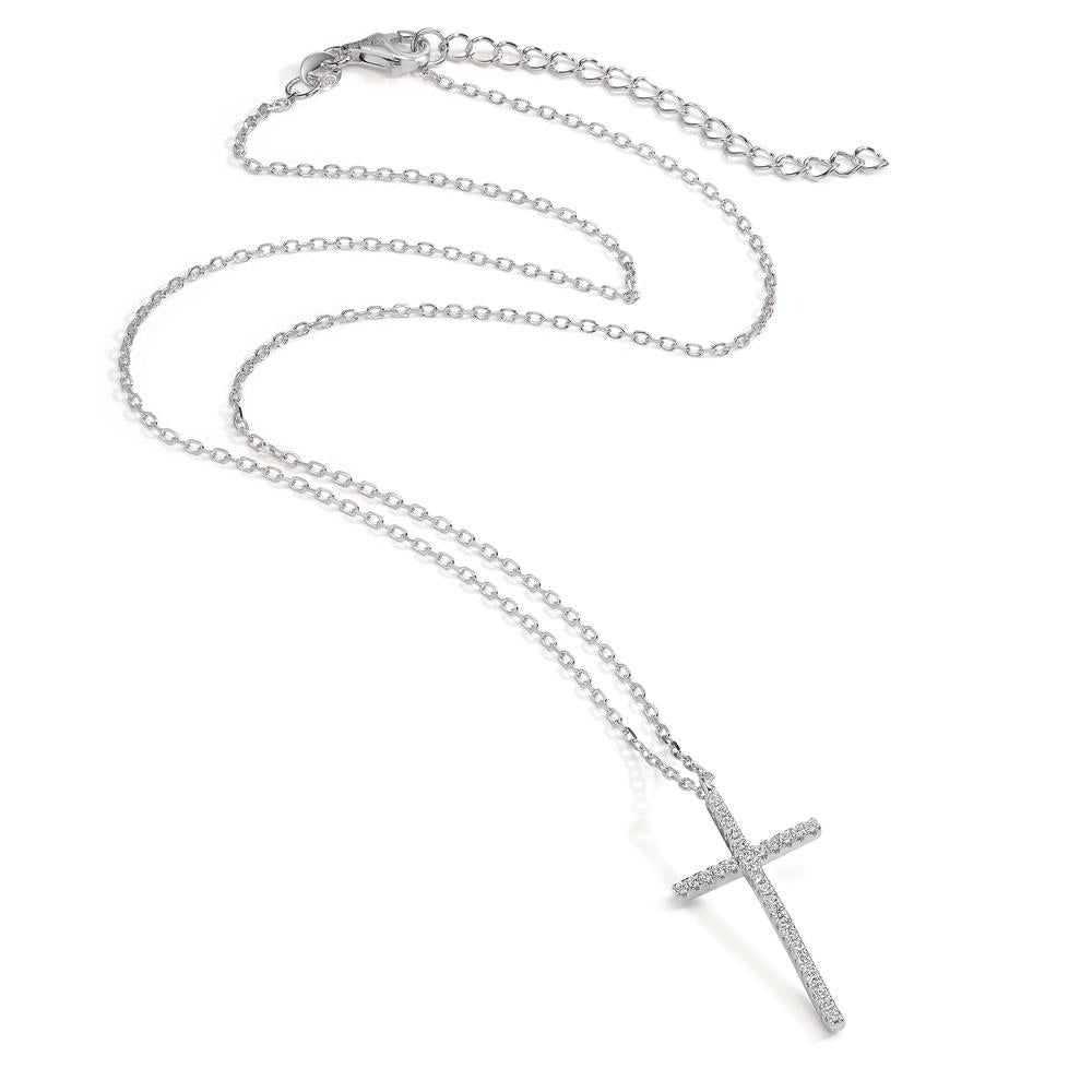 Necklace Silver Rhodium plated Cross 40-45 cm