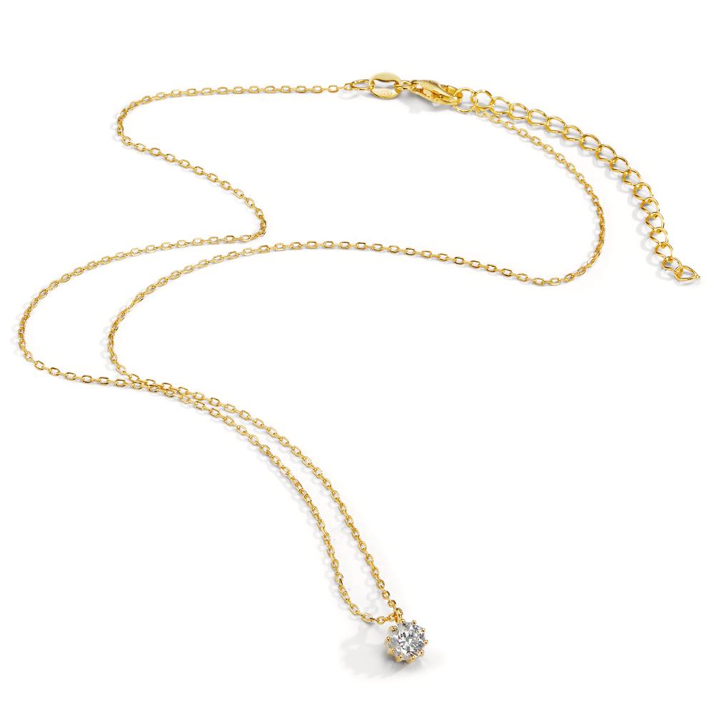 Necklace Silver Zirconia Yellow Gold plated 31-39 cm Ø6.5 mm