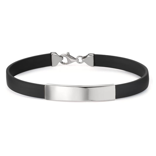 Engravable bracelet Silver, Rubber Rhodium plated 21 cm