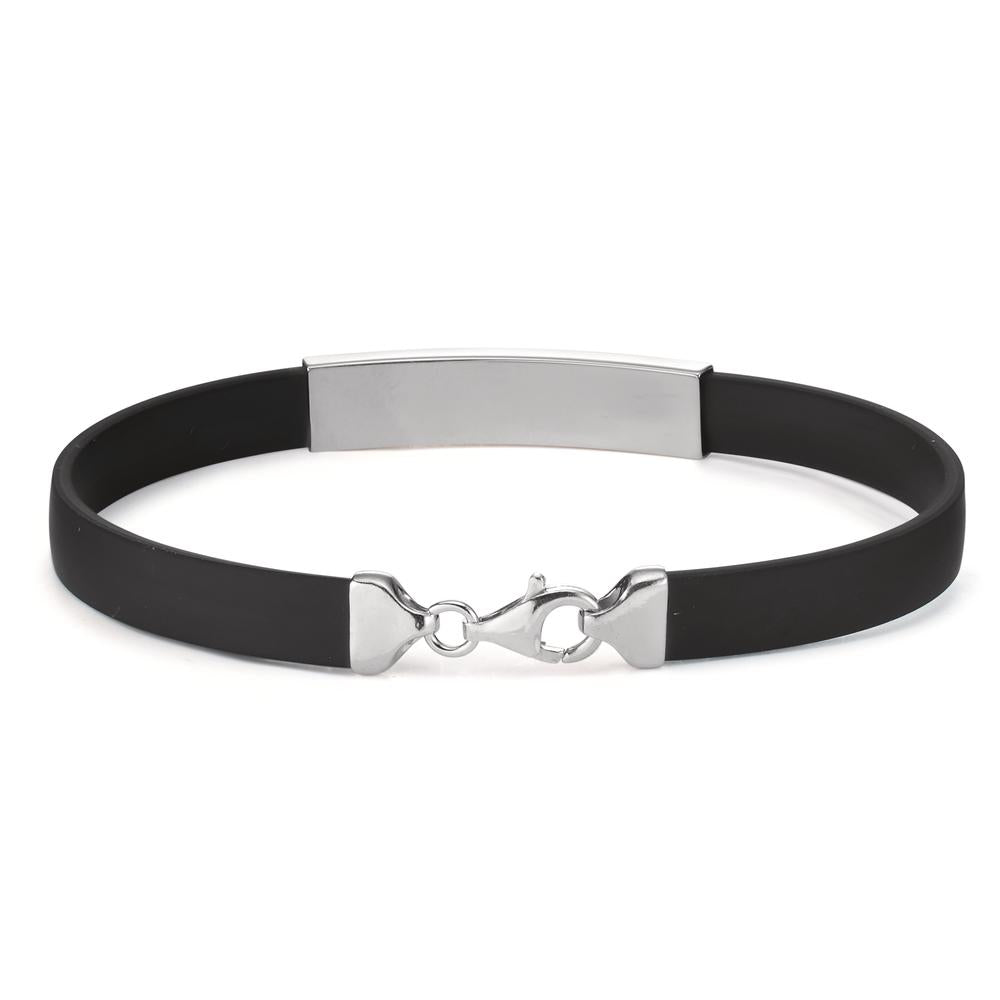 Engravable bracelet Silver, Rubber Rhodium plated 21 cm