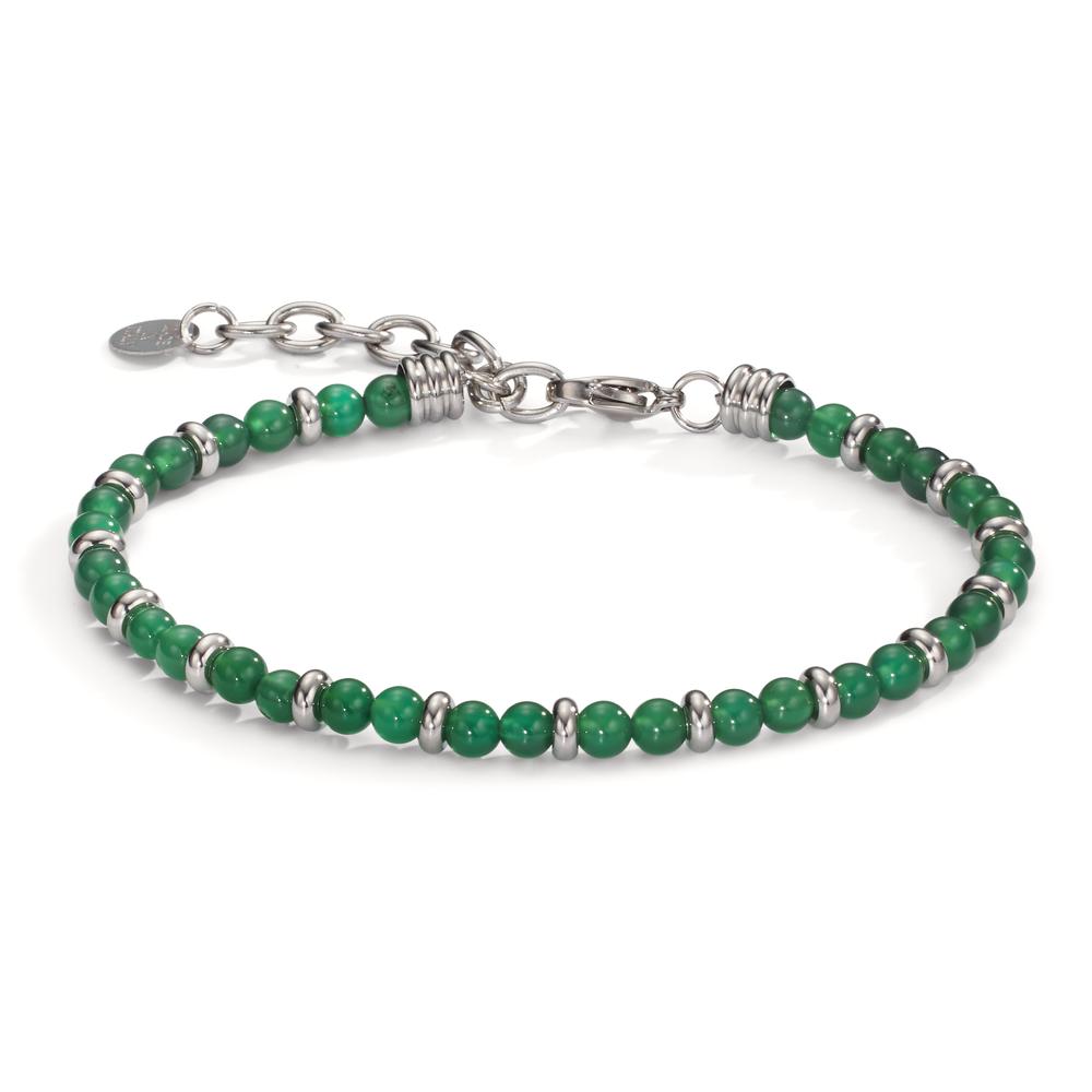 Bracelet Stainless steel Agate Green 20-23.5 cm Ø4.5 mm