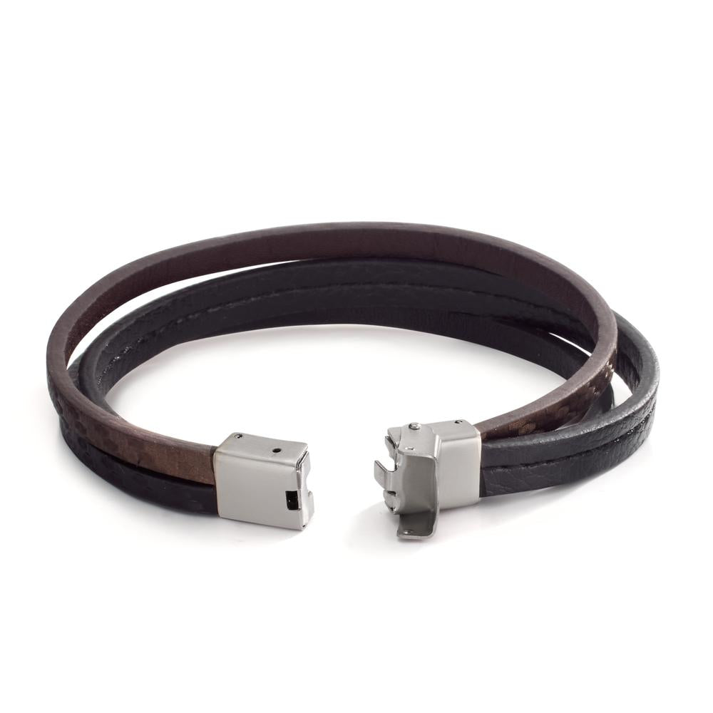 Bracelet Stainless steel, Leather 22 cm