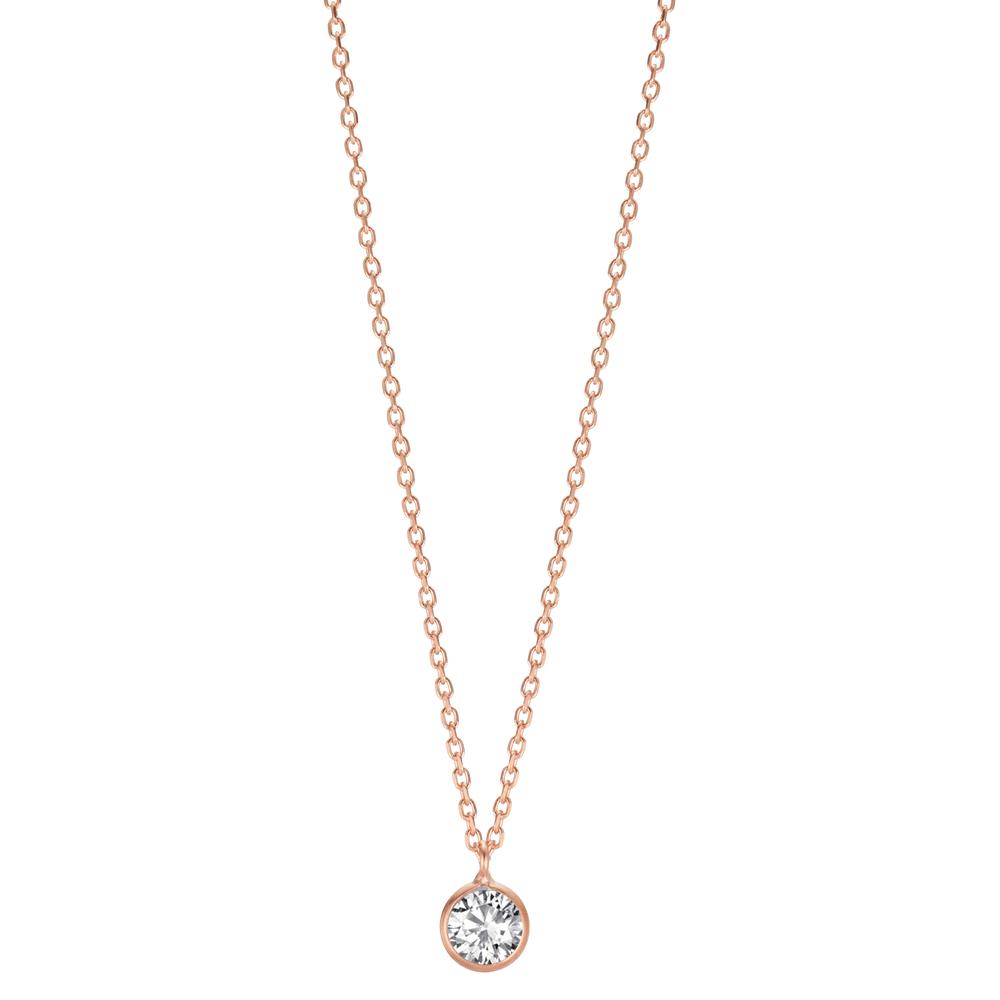 Necklace Silver Zirconia 5.5 mm Rose Gold plated 38 cm