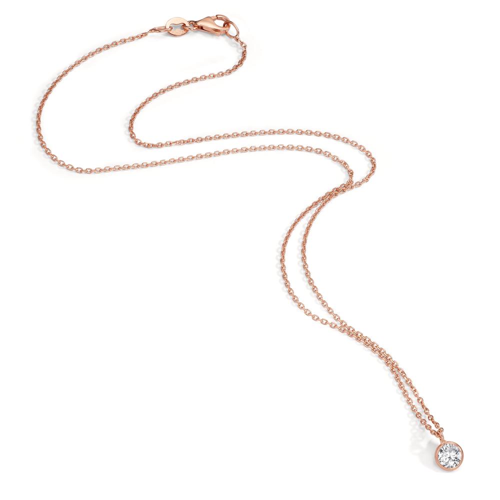 Necklace Silver Zirconia 5.5 mm Rose Gold plated 38 cm