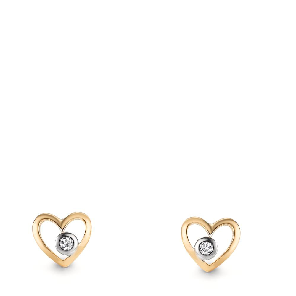 Stud earrings 18k Yellow Gold Lab-grown Diamond 0.02 ct, 2 Stones, w-si Heart Ø6 mm