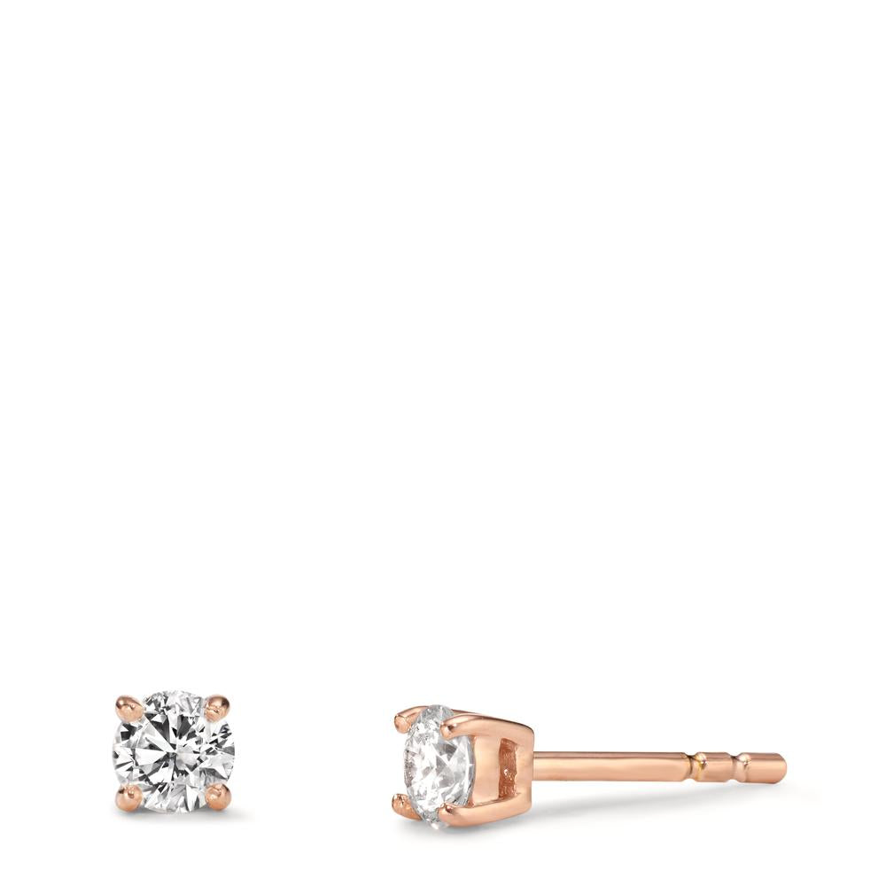 Stud earrings 18k Red Gold Lab-grown Diamond 0.40 ct, 2 Stones, w-si Ø3.8 mm