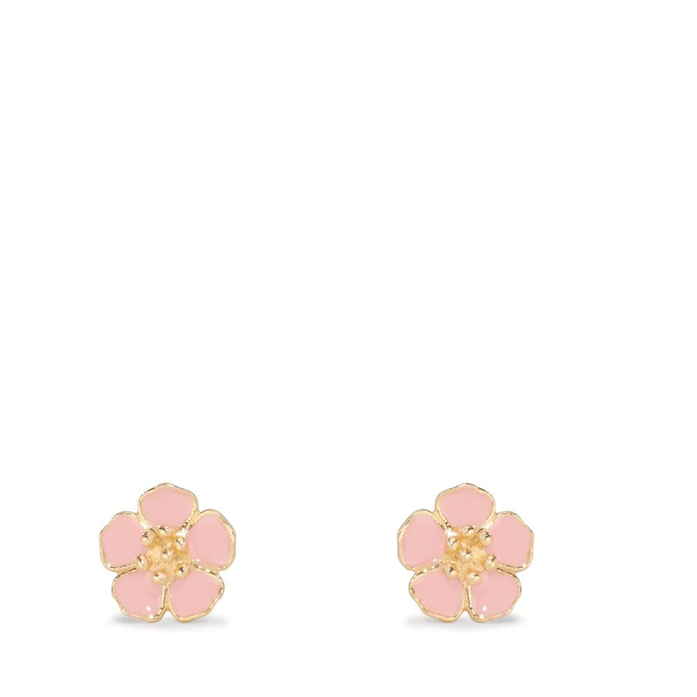 Stud earrings 9k Yellow Gold Lacquered Flower Ø5.5 mm