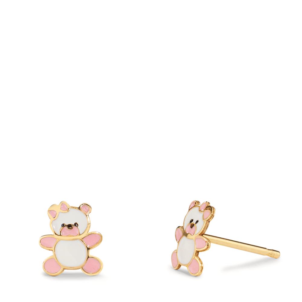 Stud earrings 9k Yellow Gold Lacquered Teddy Bear Ø6 mm