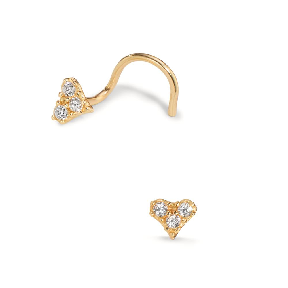 Piercing 9k Yellow Gold Zirconia Heart Ø3.5 mm