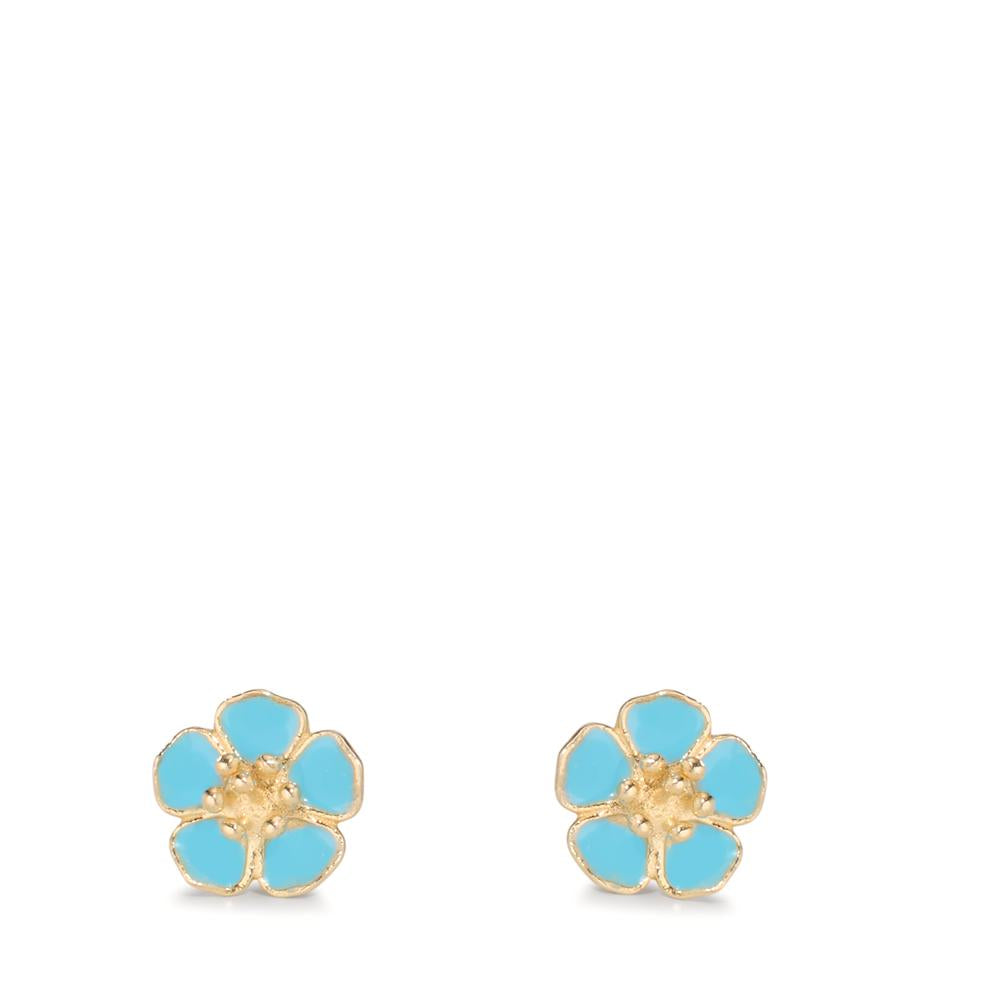 Stud earrings 9k Yellow Gold Lacquered Flower Ø5.5 mm