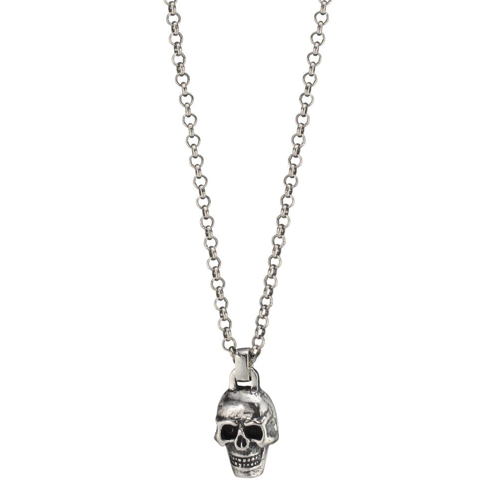 Necklace Silver Patinated Skull 50 cm