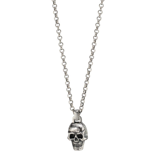 Necklace Silver Patinated Skull 50 cm