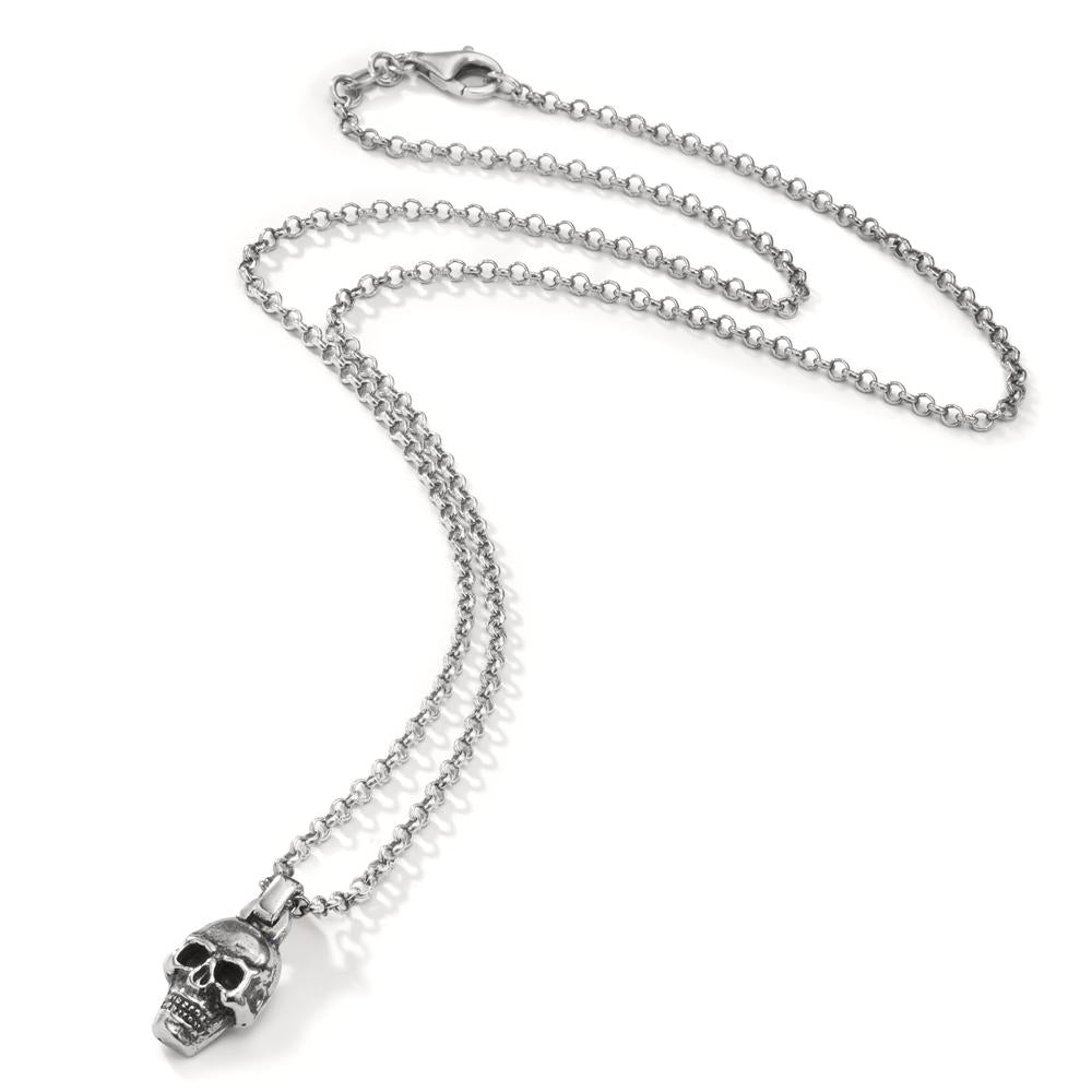 Necklace Silver Patinated Skull 50 cm